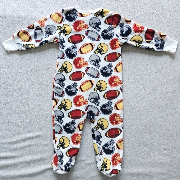 Old Navy (Baby) | Football Print Fleece Pajama Onesie - Picture 5 of 6